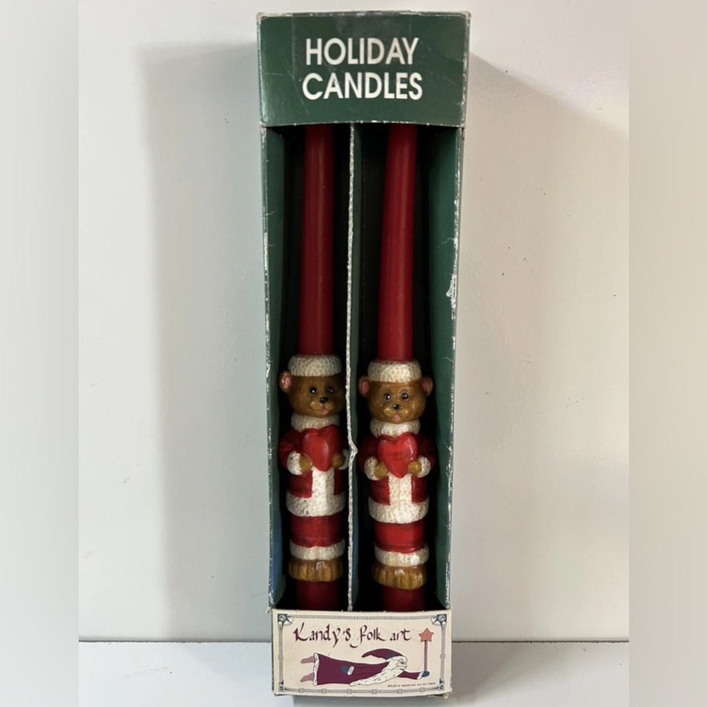 Vtg Christmas Candles Kurt S. Adler Kandy's Folk Art Bear Taper